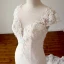 Elegant Champagne See-through Wedding Dresses 2018 Trumpet / Mermaid Scoop Neck Cap Sleeves Appliques Lace Pearl Beading Court Train Ruffle