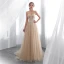 Elegant Champagne Selskapskjoler 2018 Empire Kjæreste Uten Ermer Appliques Blonder Feie Tog Buste Ryggløse Formelle Kjoler