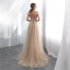 Elegant Champagne Selskapskjoler 2018 Empire Kjæreste Uten Ermer Appliques Blonder Feie Tog Buste Ryggløse Formelle Kjoler