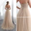 Elegant Champagne Selskapskjoler 2018 Empire Kjæreste Uten Ermer Appliques Blonder Feie Tog Buste Ryggløse Formelle Kjoler