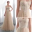 Elegant Champagne Selskapskjoler 2018 Empire Kjæreste Uten Ermer Appliques Blonder Feie Tog Buste Ryggløse Formelle Kjoler