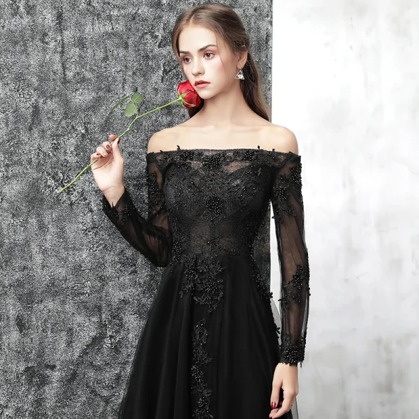 long sleeved black dress Lydia Mini Dress - Black - Long Sleeve Short Dress
