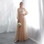 Élégant Champagne Transparentes Robe De Soirée 2018 Princesse Encolure Carrée Manches Longues Appliques En Dentelle Longue Volants Robe De Ceremonie