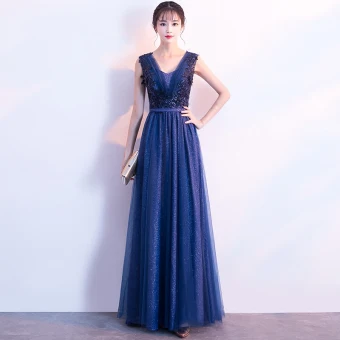 Bling Bling Bleu Roi Robe De Soirée 2018 Princesse Épaules Sans Manches Appliques En Dentelle Paillettes Glitter Tulle Longue Volants Dos Nu Robe De Ceremonie