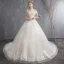 Prisvärd Elfenben Bröllopsklänningar 2018 Prinsessa Av Axeln Korta ärm Halterneck Glittriga / Glitter Tyll Appliqués Spets Beading Tassel Pärla Cathedral Train Ruffle