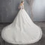 Prisvärd Elfenben Bröllopsklänningar 2018 Prinsessa Av Axeln Korta ärm Halterneck Glittriga / Glitter Tyll Appliqués Spets Beading Tassel Pärla Cathedral Train Ruffle