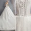 Prisvärd Elfenben Bröllopsklänningar 2018 Prinsessa Av Axeln Korta ärm Halterneck Glittriga / Glitter Tyll Appliqués Spets Beading Tassel Pärla Cathedral Train Ruffle