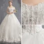 Prisvärd Elfenben Bröllopsklänningar 2018 Prinsessa Av Axeln Korta ärm Halterneck Glittriga / Glitter Tyll Appliqués Spets Beading Tassel Pärla Cathedral Train Ruffle