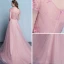 Elegant Candy Pink See-through Evening Dresses  2018 A-Line / Princess Scoop Neck Short Sleeve Appliques Flower Beading Court Train Ruffle Backless Formal Dresses