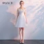 Chic / Beautiful White Bridesmaid Dresses 2018 A-Line / Princess Off-The-Shoulder Short Sleeve Appliques Lace Bow Sash Ruffle Backless Wedding Party Dresses