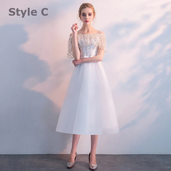 Chic / Beautiful White Bridesmaid Dresses 2018 A-Line / Princess Off-The-Shoulder Short Sleeve Appliques Lace Bow Sash Ruffle Backless Wedding Party Dresses