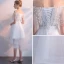 Chic / Beautiful White Bridesmaid Dresses 2018 A-Line / Princess Off-The-Shoulder Short Sleeve Appliques Lace Bow Sash Ruffle Backless Wedding Party Dresses