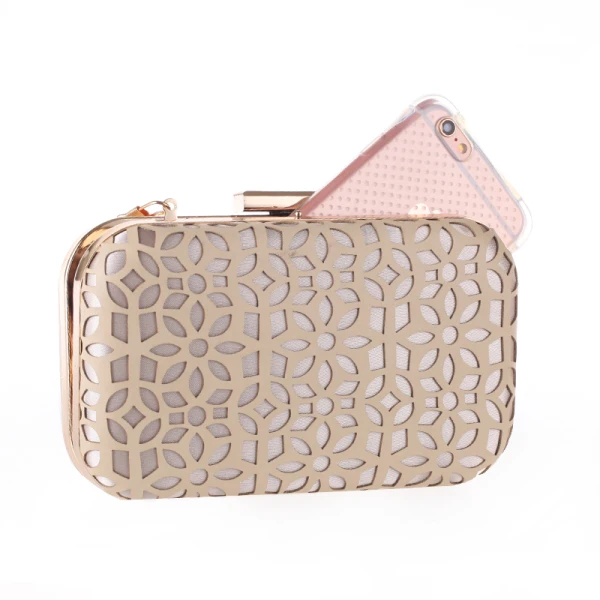 Modest / Simple Beige Metal Clutch Bags 2018