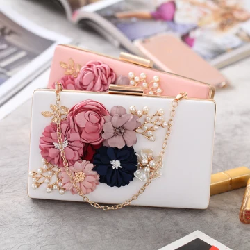 Mooie Prachtige Kralen Parel Kunstbloemen Metaal Handtassen 2018