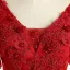 Chic / Beautiful Red Evening Dresses  2017 Trumpet / Mermaid V-Neck 1/2 Sleeves Appliques Lace Pearl Beading Sweep Train Backless Formal Dresses
