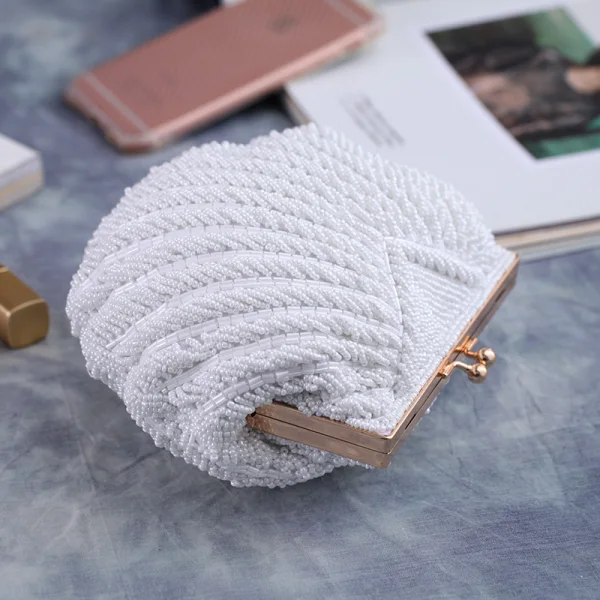 Luxury / Gorgeous White Beading Pearl Metal Clutch Bags 2018