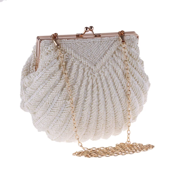 Luxury / Gorgeous White Beading Pearl Metal Clutch Bags 2018