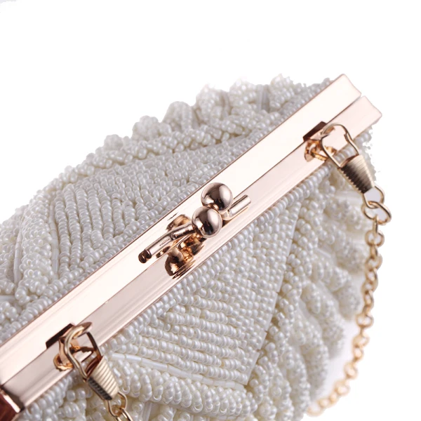 Luxury / Gorgeous White Beading Pearl Metal Clutch Bags 2018
