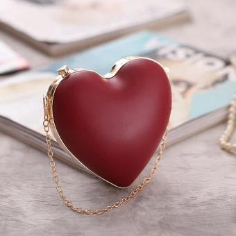 Chic Beautiful Burgundy Heart Shaped Metal Clutch Bags 2018