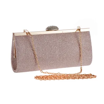 Snygga Fina Champagne Rhinestone Glittriga Glitter Metall Kuvertväska 2018