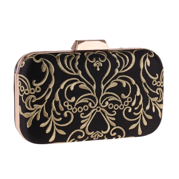 Vintage / Retro Black Embroidered Metal Clutch Bags 2018