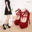 Fashion Red Evening Party Cocktail Party Pumps 2023 Waterproof Ankle Strap 14 cm Stiletto Heels Round Toe Pumps High Heels