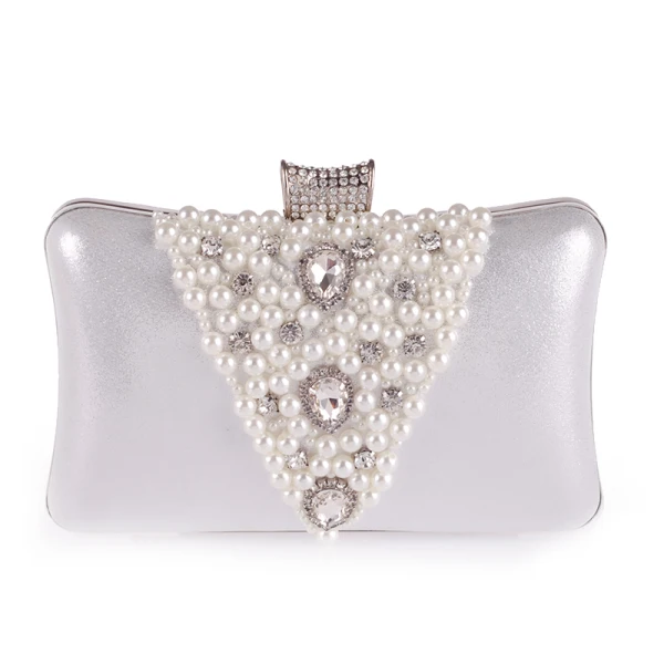 Chic / Beautiful Gold Beading Pearl Rhinestone Metal Clutch Bags 2018