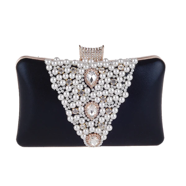 Chic / Beautiful Gold Beading Pearl Rhinestone Metal Clutch Bags 2018