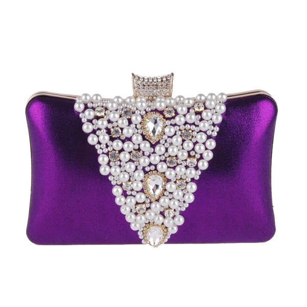 Chic / Beautiful Gold Beading Pearl Rhinestone Metal Clutch Bags 2018
