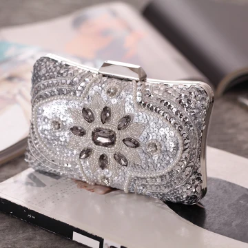 Luxe Zilveren Pailletten Kralen Parel Rhinestone Metaal Handtassen 2018