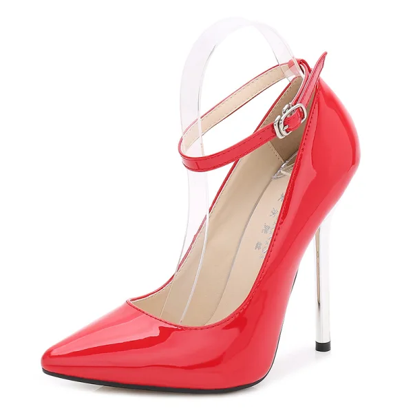 Chic / Beautiful Gold Evening Party Pumps 2023 Ankle Strap 13 cm Stiletto Heels Pointed Toe Pumps High Heels