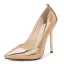 Chic / Beautiful Gold Evening Party Pumps 2023 Ankle Strap 13 cm Stiletto Heels Pointed Toe Pumps High Heels