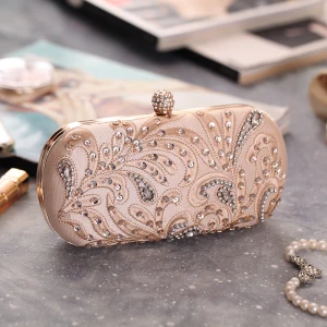 Mooie Prachtige Abrikoos Beige Kralen Pailletten Parel Rhinestone Metaal Handtassen 2018