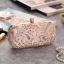 Piękne Beżowe Frezowanie Cekiny Perła Rhinestone Metal Kopertówki 2018