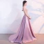 Chic / Belle Rose Bonbon Robe De Soirée 2017 Princesse Encolure Dégagée Sans Manches Appliques En Dentelle Tribunal Train Volants Percé Dos Nu Robe De Ceremonie