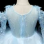 Chic / Beautiful Sky Blue Flower Girl Dresses 2018 A-Line / Princess Scoop Neck Long Sleeve Appliques Lace Flower Rhinestone Knee-Length Ruffle Wedding Party Dresses