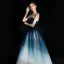 Modern / Fashion Navy Blue Gradient-Color White Evening Dresses  2018 A-Line / Princess Strapless Sleeveless Floor-Length / Long Ruffle Backless Formal Dresses