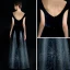 Chic / Beautiful Navy Blue Starry Sky Suede Evening Dresses  2018 A-Line / Princess Square Neckline Cap Sleeves Glitter Rhinestone Floor-Length / Long Ruffle Backless Formal Dresses