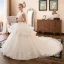 Illusion Ivoire Transparentes Robe De Mariée 2018 Robe Boule Encolure Dégagée Sans Manches Appliques Fleur Perlage Perle Cathedral Train Volants
