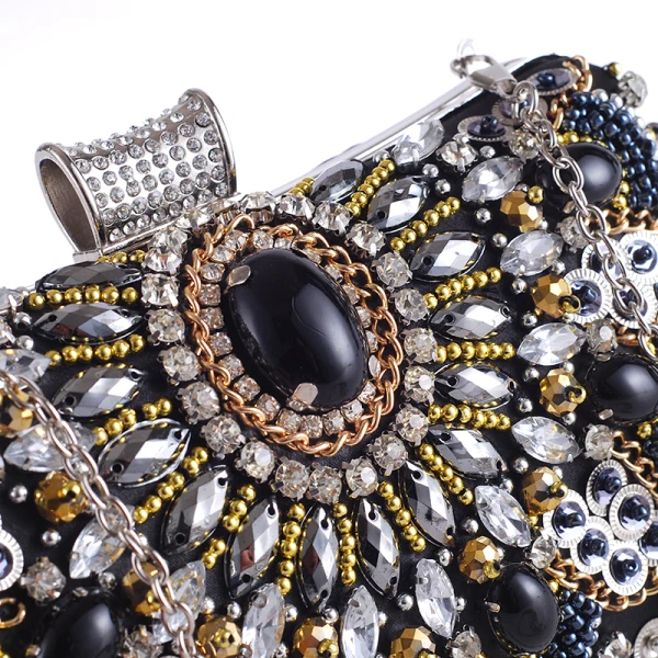 Luxury / Gorgeous Navy Blue Rhinestone Beading Pearl Metal Clutch Bags 2018