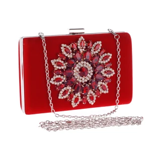 Chic Belle Rouge Faux Diamant Métal Pochette 2018