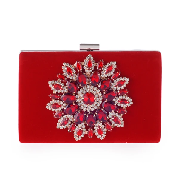 Chic / Beautiful Red Rhinestone Metal Clutch Bags 2018