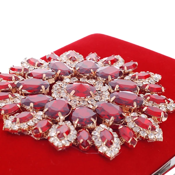 Chic / Beautiful Red Rhinestone Metal Clutch Bags 2018