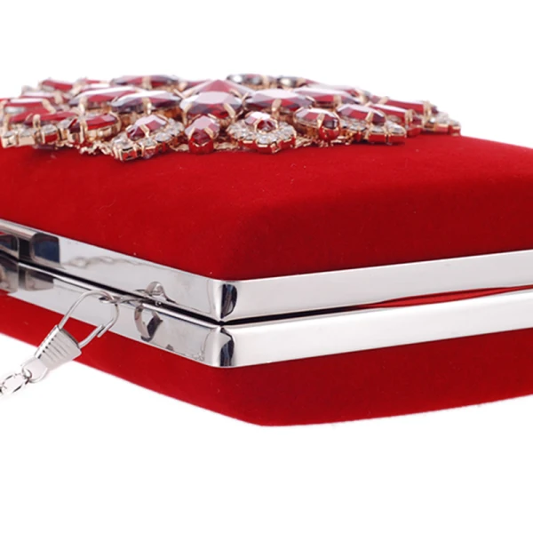 Chic / Beautiful Red Rhinestone Metal Clutch Bags 2018