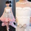 Chic / Belle Gris Transparentes Robe Ceremonie Fille 2018 Princesse Perlage Perle Encolure Dégagée Sans Manches Appliques Fleur Noeud Ceinture Asymétrique Volants Dos Nu Robe Pour Mariage