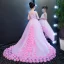 Chic / Beautiful Candy Pink See-through Flower Girl Dresses 2018 A-Line / Princess Scoop Neck Sleeveless Sequins Appliques Flower Asymmetrical Ruffle Wedding Party Dresses