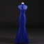 Chinese style Royal Blue Evening Dresses  2018 Trumpet / Mermaid Pierced High Neck Sleeveless Appliques Flower Rhinestone Beading Tassel Floor-Length / Long Formal Dresses