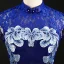 Chinese style Royal Blue Evening Dresses  2018 Trumpet / Mermaid Pierced High Neck Sleeveless Appliques Flower Rhinestone Beading Tassel Floor-Length / Long Formal Dresses