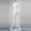 Modern / Fashion White See-through Evening Dresses  2018 Trumpet / Mermaid High Neck Long Sleeve Appliques Lace Flower Rhinestone Floor-Length / Long Formal Dresses
