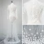 Modern / Fashion White See-through Evening Dresses  2018 Trumpet / Mermaid High Neck Long Sleeve Appliques Lace Flower Rhinestone Floor-Length / Long Formal Dresses